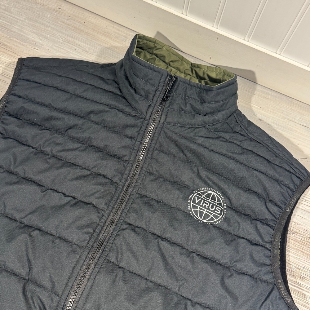 Virus Performance Reversible Puffer Vest Black \ Green Men's Sz L